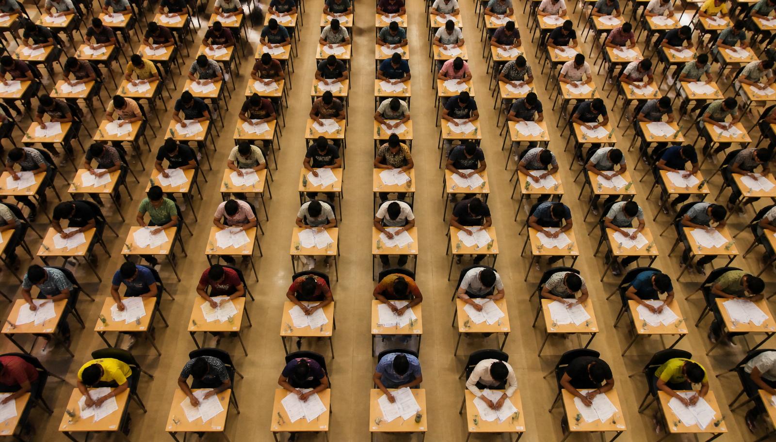 Examination hall with thousands of students